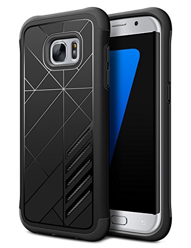 Galaxy S7 Edge Case ,Shulong Dual Shield Shock Absorption Protective Heavy Duty Hybrid Case Cover for Samsung Galaxy S7 Edge (2016) (Black)