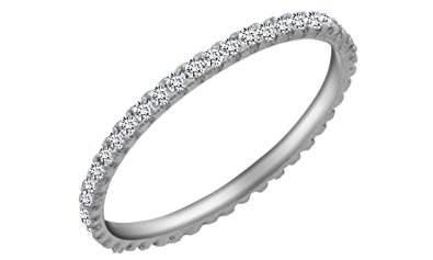 White Natural Diamond Eternity Stackable Wedding Ring in 10k Solid Gold (1/5 Ct)