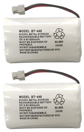 Uniden BBTY0504101 model BT446 Genuine Original OEM Uniden Shipped with Uniden Phones, Part Number BBTY0504101, Nickel Metal Hydride Rechargeable Cordless Phone Battery Pack; Equivalent to Uniden BT909, BT1005 and BT504; Fits WHAM; DC 3.6V 800mAh; Also known as BBTY0504001; Manufactured in China by BYD for Uniden - Pack of 2