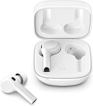 Belkin Wireless Earbuds, SoundForm Freedom True Wireless Bluetooth Earphones with Wireless Charging Case IPX5 Certified Sweat and Water Resistant with Deep Bass for iPhones and Androids (White)