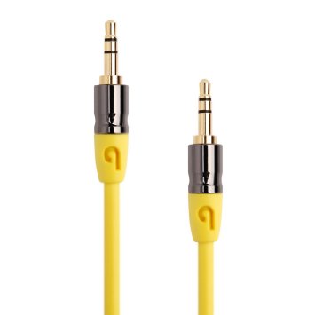 PlugLug 3.5mm Male to 3.5mm Male Stereo Audio Cable (4 FT (Male to Male) Yellow) - New Design for iPhone, iPad, Smartphones and MP3s