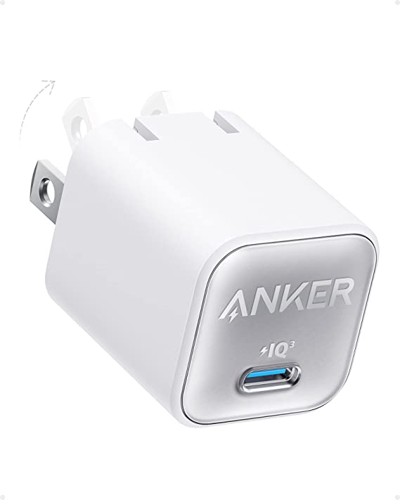 Anker USB C GaN Charger 30W, 511 Charger (Nano 3), PIQ 3.0 Foldable PPS Fast Charger, Anker Nano 3 for iPhone 14/14 Pro/14 Pro Max/13 Pro/13 Pro Max, Galaxy, iPad (Cable Not Included) - Aurora White