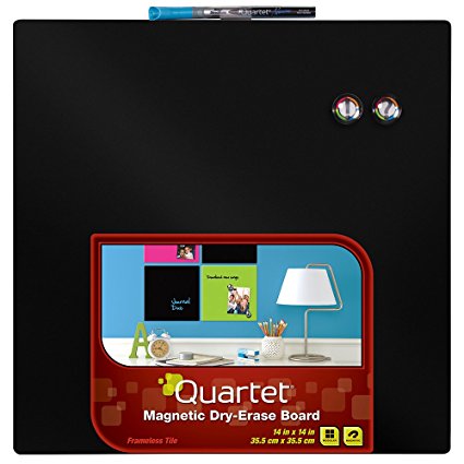 Quartet Dry-Erase Board, 14 x 14 Inches, Frameless, Neon Black Surface (85413-BK)