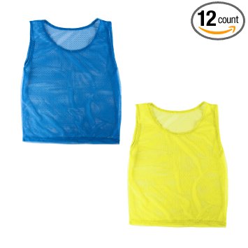 Nylon Mesh Scrimmage Team Practice Vests Pinnies Jerseys for Children Youth Sports Basketball, Soccer, Football, Volleyball (12 Jerseys) by Super Z Outlet