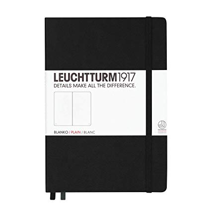 LEUCHTTURM1917 311333 Notebook Medium (A5), 249 numbered pages, plain, black