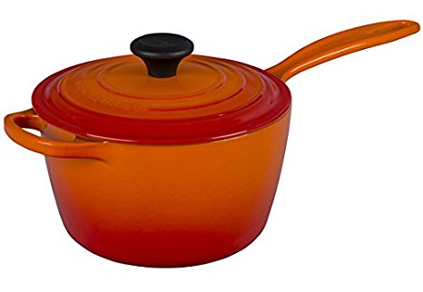 Le Creuset of America Enameled Cast Iron Sauce Pan, 2 1/4-Quart, Flame