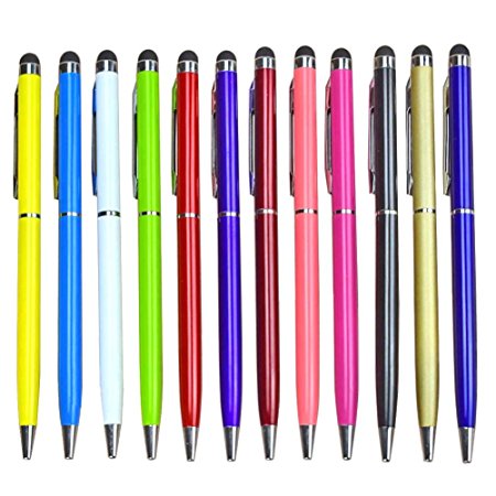 Metuu Styluses, 12 Pcs 2 in 1 Universal Stylus Pen Capacitive Stylus & Black ink Ballpoint Pen Stylus fine point for iPhone 7 Plus, iPad, Tablets, Samsung Galaxy and other Touch Screens Devices