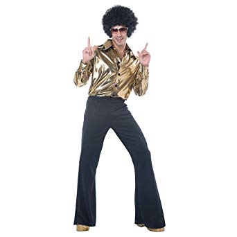 Mens Disco King 1970s Halloween Costume Gold