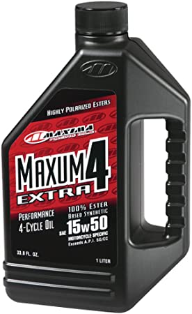 Maxima (32901) Extra4 15W-50 Synthetic 4T Motorcycle Engine Oil - 1 Liter Bottle