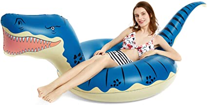 Jasonwell Inflatable Dinosaur Pool Float Tube for Boys Girls T-Rex Floatie Summer Beach Swimming Pool Inflatables T-Rex Ride on Party Pool Toys Raft Lounge Kids Adults Tyrannosaurus Rex Dinosaur Toys