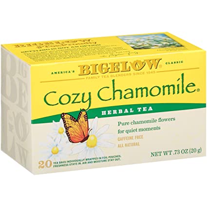 Bigelow Cozy Chamomile Herbal Tea Bags, 20 Count Box (Pack of 6) Caffeine Free Herbal Tea, 120 Tea Bags Total, Set of 2