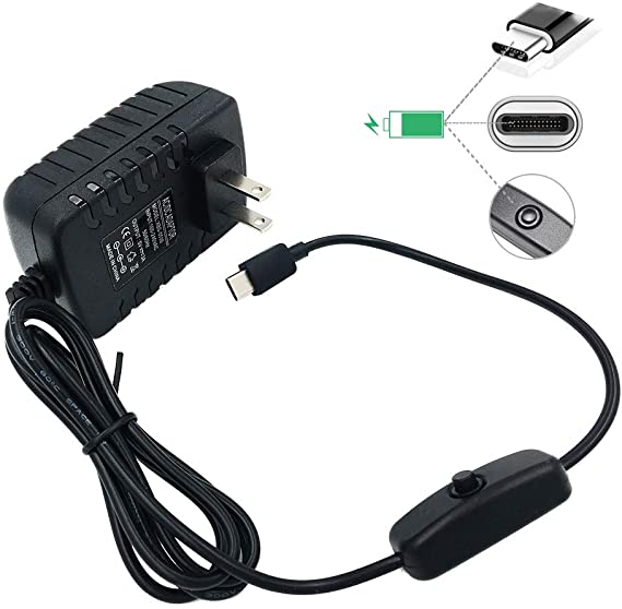 Haitronic 5V 3A Type-C Power Supply with ON/Off Switch Connector for Raspberry Pi 4, Also Suit for Other 5V3A Type C Electronics