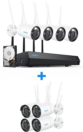 4K WiFi 6 Security Camera System, 8 pcs 8MP WiFi Cameras with Spotlights, a 12CH WiFi NVR with 2TB HDD Pre-Installed