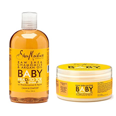 Shea Moisture Raw Shea Chamomile and Argan Oil Baby Head to Toe Wash & Shampoo and Baby Eczema Therapy