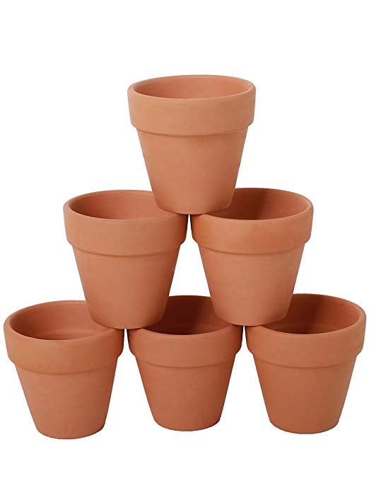 YXMYH 6 Pcs Terracotta Pot Clay Pots 4'' Clay Ceramic Pottery Planter Cactus Flower Pots Succulent Pot Drainage Hole- For Indoor/Outdoor Plant Crafts