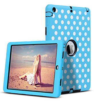 iPad Air Case,ULAK Dual Layer Hybrid Case Cover for Apple iPad Air iPad 5 (2013 Model) (Polka Dot/Blue)