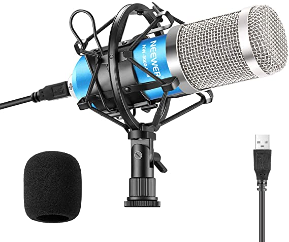 Neewer USB Microphone 192KHZ/24Bit Plug & Play Computer Cardioid Mic Podcast Condenser Microphone with Professional Sound Chipset for PC Karaoke/Livestreaming/YouTube/Gaming Recording/Voice Over(Blue)