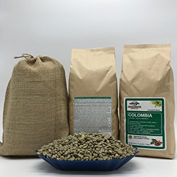 5 LBS - COLOMBIA (in FREE BURLAP BAG) FRESH NEW-CROP Specialty-Grade Green Unroasted Coffee Beans- South America – Varietal: Caturra, Castillo – Grown in Soil: Volcanic with High-Levels Organic Matter