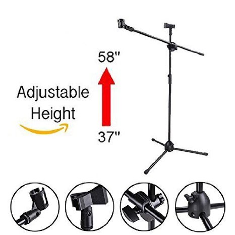 Koval Inc. Adjustable Stage Microphone Tripod Boom Stand with 2 Clips