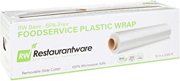 RW Base 18 Inch x 2000 Feet Cling Wrap, 1 Roll Microwave-Safe Cling Film - With Removable Slide-Cutter, BPA-Free, Clear Plastic Food Wrapping Film, Securely Seal And Keep Food Fresh - Restaurantware