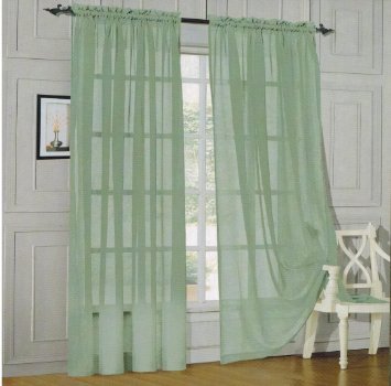 Elegant Comfort® 2 Piece Solid Sheer 60" x 84" Window Curtains/drape/panels/treatment, Sage