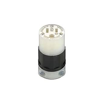 Leviton 5269-C 3 Wire 2 Pole Polarized Industrial Grade Straight Blade Connector 125 Volt 1-Phase 15 Amp NEMA 5-15R Black/White