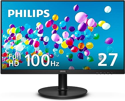 PHILIPS Computer Monitors 27 inch Class Thin Full HD (1920 x 1080) 100Hz Monitor, VESA, HDMI & VGA Port, 4 Year Advance Replacement Warranty, 271V8LB