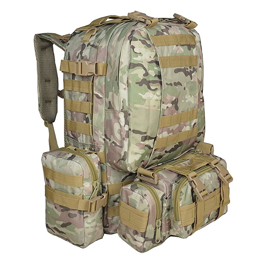 TTLIFE Hiking Backpacks Combined with 3 Dismountable Molle bags/Military Bag,Military Backpack,Military Rucksack,Rucksack Military,Camouflage Backpack,Tactical Backpack For Camping,Trekking 55L(Camouflage/Black/ACU/Khaki)