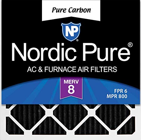 Nordic Pure 24x24x1 Pure Carbon Pleated Odor Reduction AC Furnace Air Filters, 3 Piece