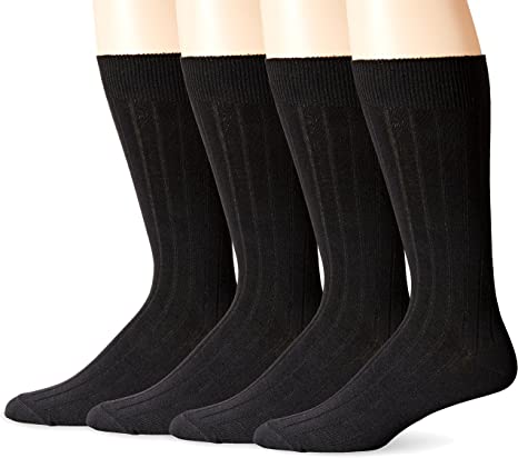 Dockers mens 4 Pack Dress Wide Rib Crew Socks