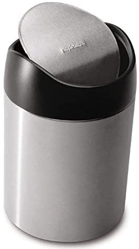 simplehuman 1.5 Liter / 0.40 Gallon Countertop Trash Can, Brushed Stainless Steel