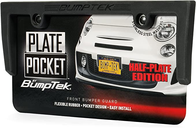 BumpTEK Plate Pocket (Half Plate Edition) Flexible Rubber Front Bumper Guard, Front Bumper Protection, License Plate Frame. Cushions Parking Bumps!