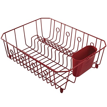 Rubbermaid AntiMicrobial In-Sink Dish Drainer, Red, Large (FG6032ARRED)