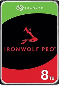 Seagate IronWolf, Pro 8 TB, Enterprise Internal NAS HDD – CMR 3.5 Inch, SATA 6 Gb/s, 7,200 RPM, 256 MB Cache for RAID NAS, Rescue Services - Frustration Free Packaging (ST8000NTZ01)