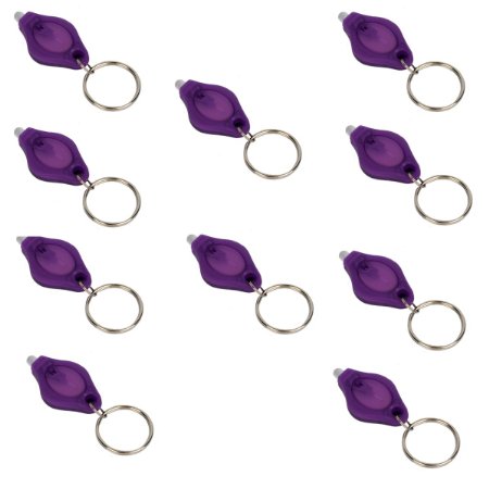 LUMAND® 10 Pack Uv Mini LED Flashlight Keychain Id Currency Passports Detector (10Pcs, Purple)