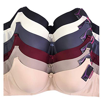 Women's Basic Plain Bras (Packs of 6) - Various Styles