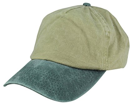 Mens Pigment Dyed Washed Cotton Cap - Adjustable Hat (47 Styles/Colors)