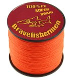 Bravefishermen Super Strong Pe Braided Fishing Line 6LB to100LB Fluorescent orange