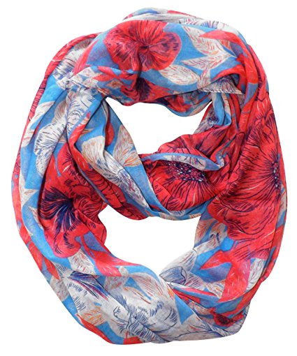 Peach Couture Retro Colorful Faded Hawaiian Hibiscus Flower Infinity Loop Scarf