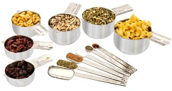 Stainless Steel Measuring Cups and Spoons ★ 12-Piece Stackable Set ★ 6 Cups & 6 Spoons to Measure Dry and Liquid Ingredients by Acutos