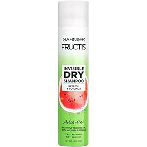 Garnier Invisible Dry Shampoo with no Visible Residue powered by Rice Starch to Instantly Absorb Oil, Refresh and Volumize, Silicone Free, Melon-Tini by Fructis, 4.4 oz.