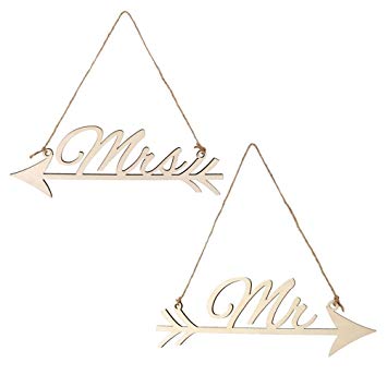 UEETEK Mr and Mrs Photo Props Bride and Groom Wedding Arrow Chair Sign Bunting Banner