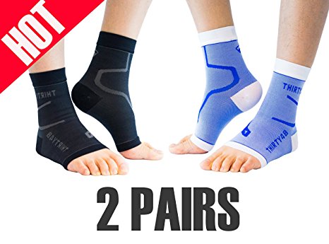 Thirty48 Plantar Fasciitis Compression Socks(1 or 2 Pairs), 20-30 mmHg Foot Compression Sleeves for Ankle/Heel Support, Increase Blood Circulation, Relieve Arch Pain, Reduce Foot Swelling