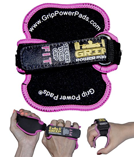 Women's PRO Pink Style Training Workout Grip Gloves | Gym Glove Alternative | Grip Power Pads® FIT | Lifting Grips | Patented Hand Grip Technology Best Neoprene Padded Lifting Pads