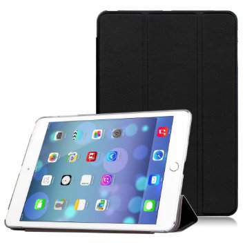iPad mini case iPad mini Retina case iPad mini 3 case OMOTON the Thinnest and Lightest PU Leather Case Cover with Auto SleepWake Feature Transparent Back Cover Scratch-Resistant Lining for Apple iPad mini  mini 2 and mini 3 Black