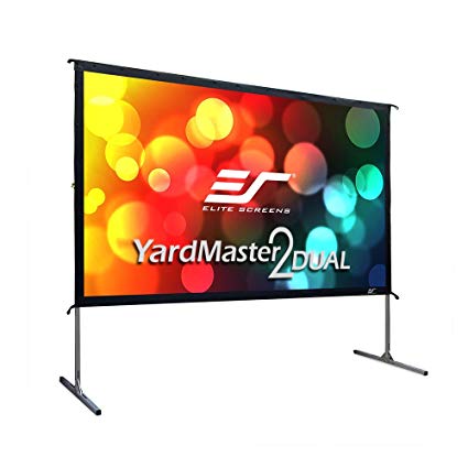 Elite Screens Yard Master 2 Dual, 150 inch Outdoor Front Rear Projector Screen with Stand 16:9, 8K 4K Ultra HD 3D Portable Movie Theater Cinema Indoor 150" Foldable Projection Screen, OMS150H2-DUAL