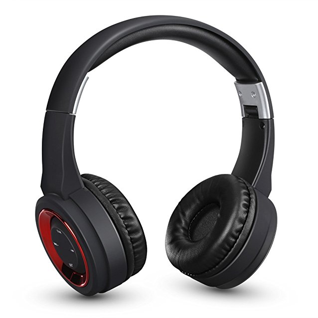 Excelvan Folding Wireless Bluetooth LED Stereo Headphones Adjustable Headsets, Support FM Radio, TF Card Earphone for iPhone Android Smartphones PC Laptop MP3/MP4 and Tablet, Red