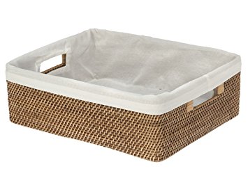 KOUBOO Rattan Shelf Basket with Liner, Honey Brown