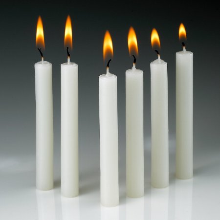 60 White Taper Candles 4 Inch X 1/2 Inch Thick . Burn 1.1/2 Hour