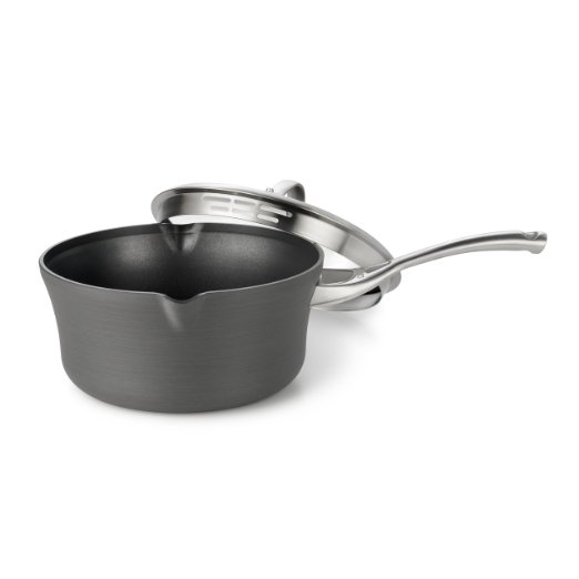 Calphalon Contemporary Hard-Anodized Aluminum Nonstick Cookware Pour and Strain Sauce Pan 3 12-quart Black